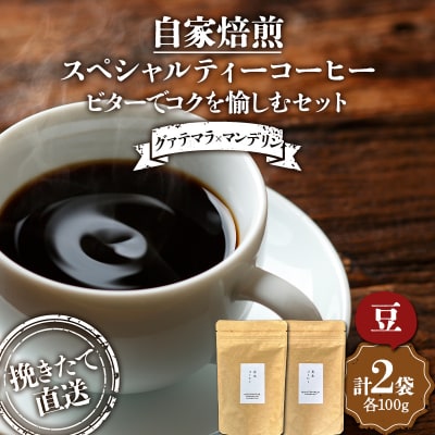 挽きたて直送 ビターでコクを愉しむセット【グァテマラ×マンデリン】(豆)各100g F4F-4771