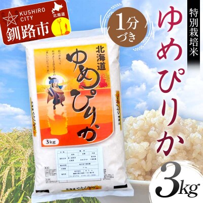 【令和7年産】【新米】特別栽培米ゆめぴりか 3kg 1分づき 北海道産 米 F4F-9285