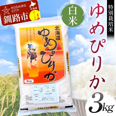 【令和7年産】【新米】特別栽培米ゆめぴりか 3kg 白米 北海道産 米 F4F-9298