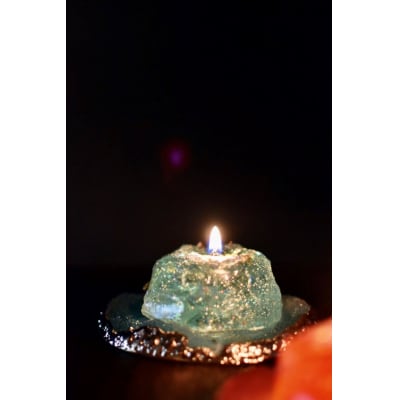 星取県キャンドル星降るミニキャンドル グリーン【山空】/ 金木犀の香 神秘 癒し 1点もの 春の柚