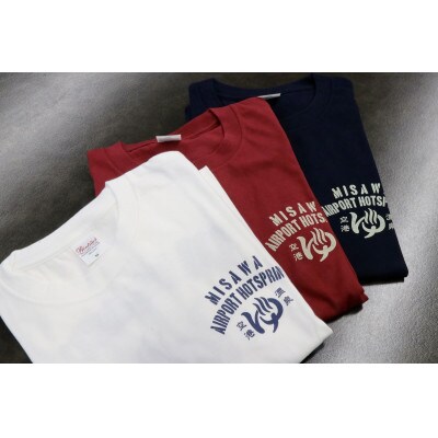 三沢空港温泉オリジナルTシャツ(ネイビー、エンジ、ホワイト) Lサイズ 合計3枚セット