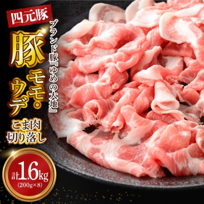 【えりも町生まれ 四元豚】ゆめの大地豚肉切落し(モモ・ウデこま肉)200g×8パック　計1.6kg