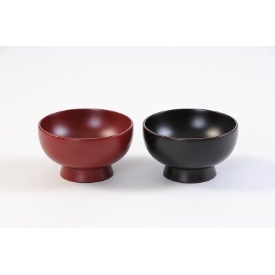 川連漆器　銀朱・銀溜夫婦そば椀[D5-55008]