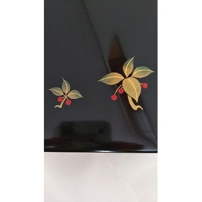 川連漆器　筆箱・藪柑子蒔絵[H4-61003]