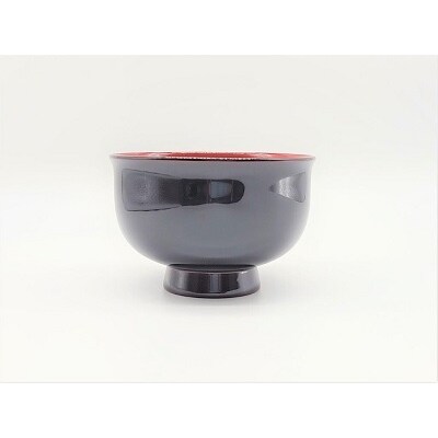 川連漆器　ゆり型汁椀　溜内朱[B1-58003]