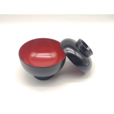 川連漆器　雑煮椀　溜内朱[C4-58007]
