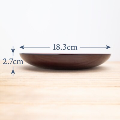 六寸皿 ( 溜 )《 川連漆器 》/ 伝統的工芸品[B3-92004]