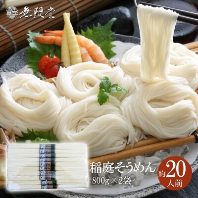 稲庭そうめんチャック袋入800g×2袋(約20人前)[B5-129004]