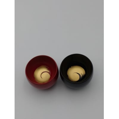 川連漆器　ぐいみ蒔絵付2客組[B7-53014]