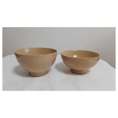 川連漆器　白漆・夫婦飯椀[H6-61011]