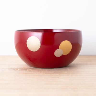 小鉢 ( 水玉 ) 朱 《 川連漆器 》 / 伝統的工芸品[B92014]