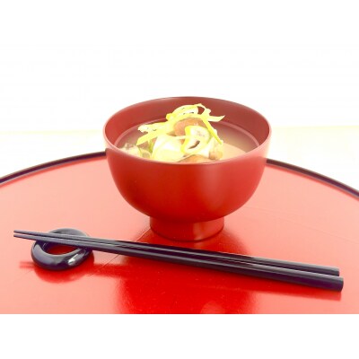 川連漆器　箸付夫婦鉄鉢椀(銀朱・銀溜)紙箱入[C2-55015]