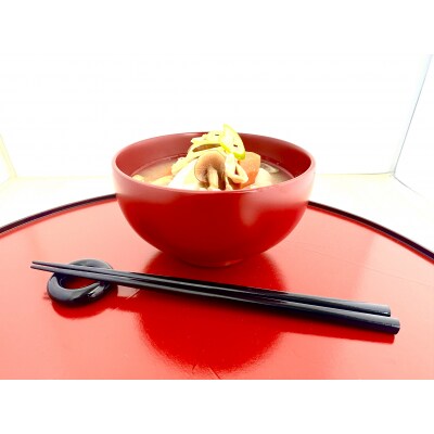 川連漆器　箸付夫婦4.4寸椀(銀朱・銀溜)紙箱入[C8-55024]