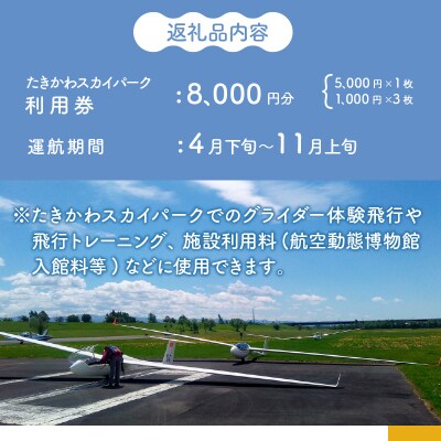 たきかわスカイパーク利用券【8千円分】北海道 滝川市 体験 チケット 飛行 グライダー 観光-