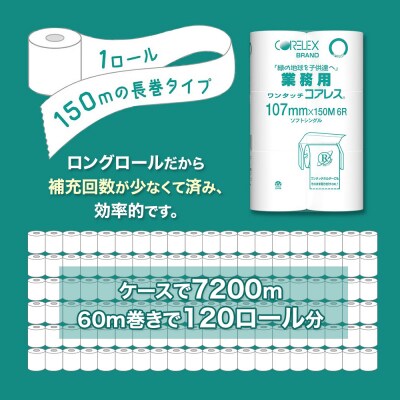 業務用ワンタッチコアレス150mシングル6ロール 48ロール(6ロール×8パック)