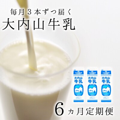 【6か月定期便】大内山牛乳の定期便　1L×3本を6か月連続でお届け!【tkb404】