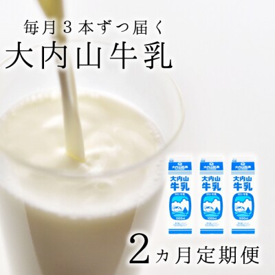 【2か月定期便】大内山牛乳の定期便　1L×3本を2か月連続でお届け!【tkb401】
