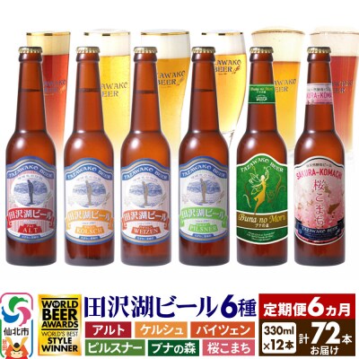 田沢湖ビール定期便6回クラフトビール飲み比べ12本セット★計72本|02_wbe-021206