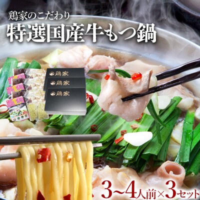 【匠家】「鶏家」の特選もつ鍋セット(3～4人前×3セット)