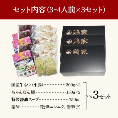 【匠家】「鶏家」の特選もつ鍋セット(3～4人前×3セット)
