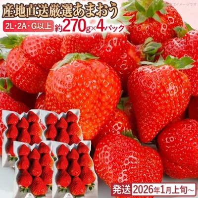 産地直送厳選あまおう 4パックセット約270g×4パック