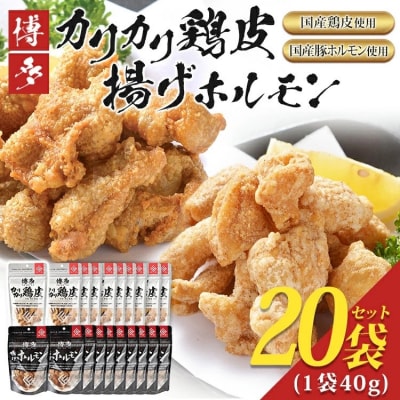 博多カリカリ鶏皮・揚げホルモン 合計20袋(各10袋)