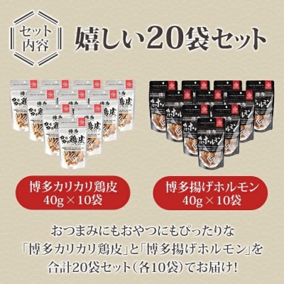 博多カリカリ鶏皮・揚げホルモン 合計20袋(各10袋)