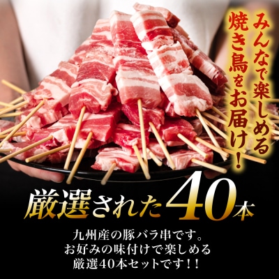 九州産 豚バラ串 40本 合計1.2kg 豚バラ_080-3038-C