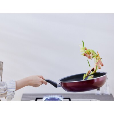 ダイヤモンドコートフライパン炒め鍋 IH・ガス火両用26cm VDI-W26 ワインレッド