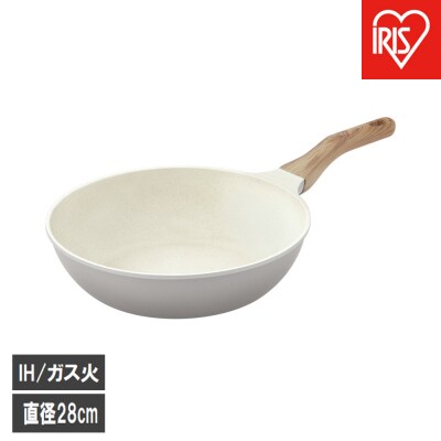 ナチュかるフライパン炒め鍋28cm　IH・ガス火対応 NTL-W28PG パールグレー×アイボリー