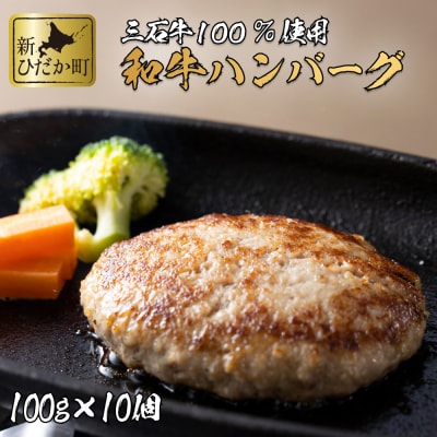 北海道産 黒毛和牛 みついし牛 の牛100%ハンバーグ10個 計1kg