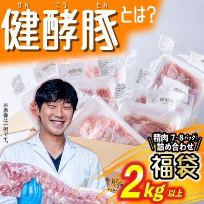 北海道産 健酵豚 お楽しみ 精肉 福袋 2kg 以上 (7～8パック)
