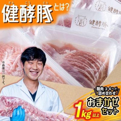 北海道産健酵豚 精肉詰め合わせおまかせセット 1kg以上(3~4パック)