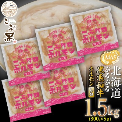 北海道産 黒毛和牛 こぶ黒 しおホルモン 計1.5kg(300g×5パック)【LC】