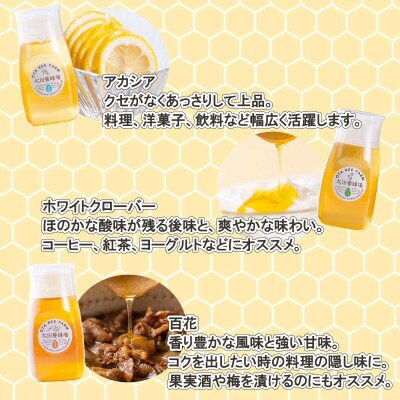 北海道産天然はちみつ3種 計900g(各300g)新ひだか町推奨品セットB