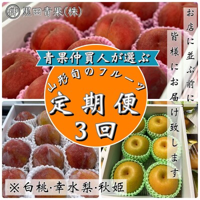 【定期便3回】青果仲買人が選ぶ!フルーツ3選![白桃・幸水梨・秋姫]【令和8年産】FS24-596