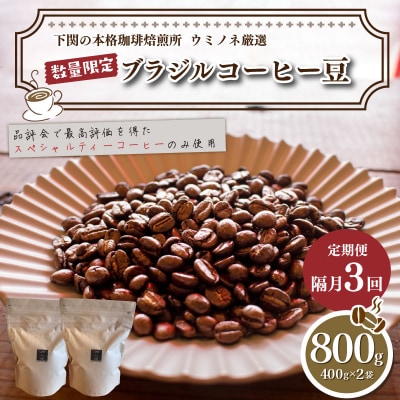【定期便】訳あり コーヒー豆 800g(400g×2袋) ブラジル 隔月3回 EW156-x