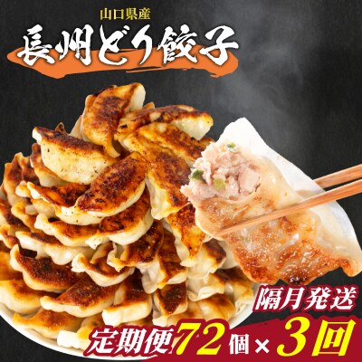訳あり 長州どり餃子 3回 隔月 定期便 72個 12個×6パック 冷凍 小分け IB046