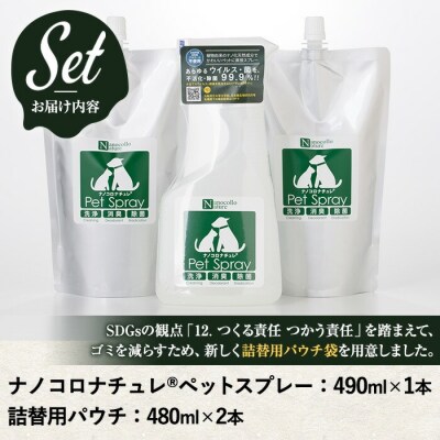ナノコロナチュレ ペットスプレー&詰替用セット(詰替え2回分)