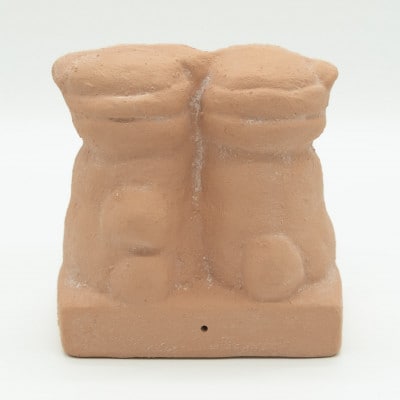 【さとふる限定】厄除け狛犬 土鈴|愛知県豊山町 八所神社|柿渋無花果染袋・桐箱入り