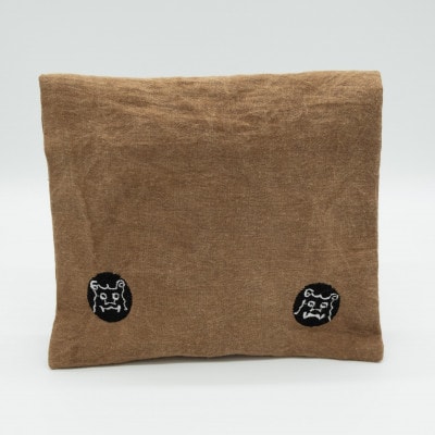 【さとふる限定】厄除け狛犬 土鈴|愛知県豊山町 八所神社|柿渋無花果染袋・桐箱入り