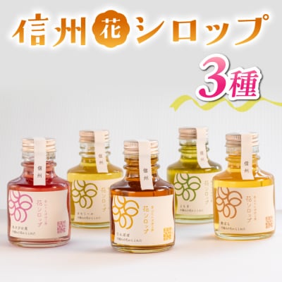 信州の花シロップ　お任せ3種(たんぽぽ、よもぎ、あけびの花、カモミール、野ばらのうち3種)