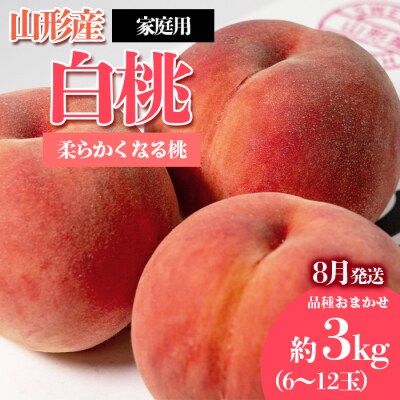 [家庭用]やまがたの桃(白桃)「柔らかくなる桃」優品 約3kg【令和8年産先行予約】FS23-811
