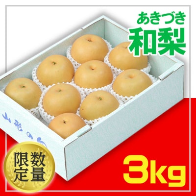 ☆フルーツ王国山形☆和梨(あきづき) 秀品 3kg 【令和8年産先行予約】FU22-028