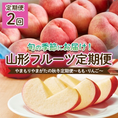 【定期便2回】やまもり山形の秋冬定期便～もも・りんご～ 【令和8年産先行予約】FU22-902 
