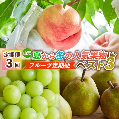 【定期便3回】山形夏から冬の人気果物ベスト3! フルーツ定期便【令和8年産先行予約】FS24-765