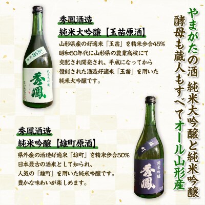 やまがたの酒【純米大吟醸・純米吟醸セット】秀鳳酒造(720ml×2本) FY25-386