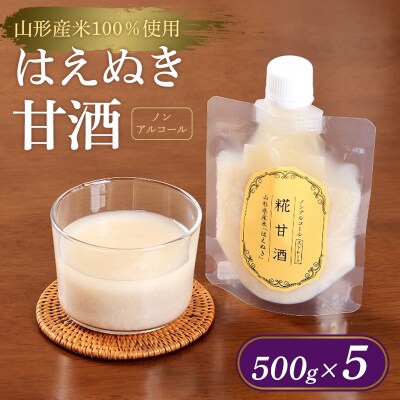 【山形産米100%使用】はえぬき甘酒500g×5 FY25-397