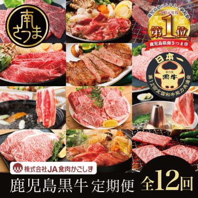 【JA食肉かごしま】鹿児島黒牛定期便(全12回) ステーキ すき焼き しゃぶしゃぶ 定期便