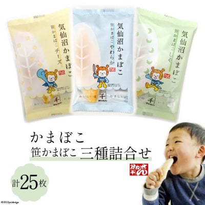 笹かまぼこ 三種詰合せ 計25枚 かねせん 宮城県 気仙沼市 20564141